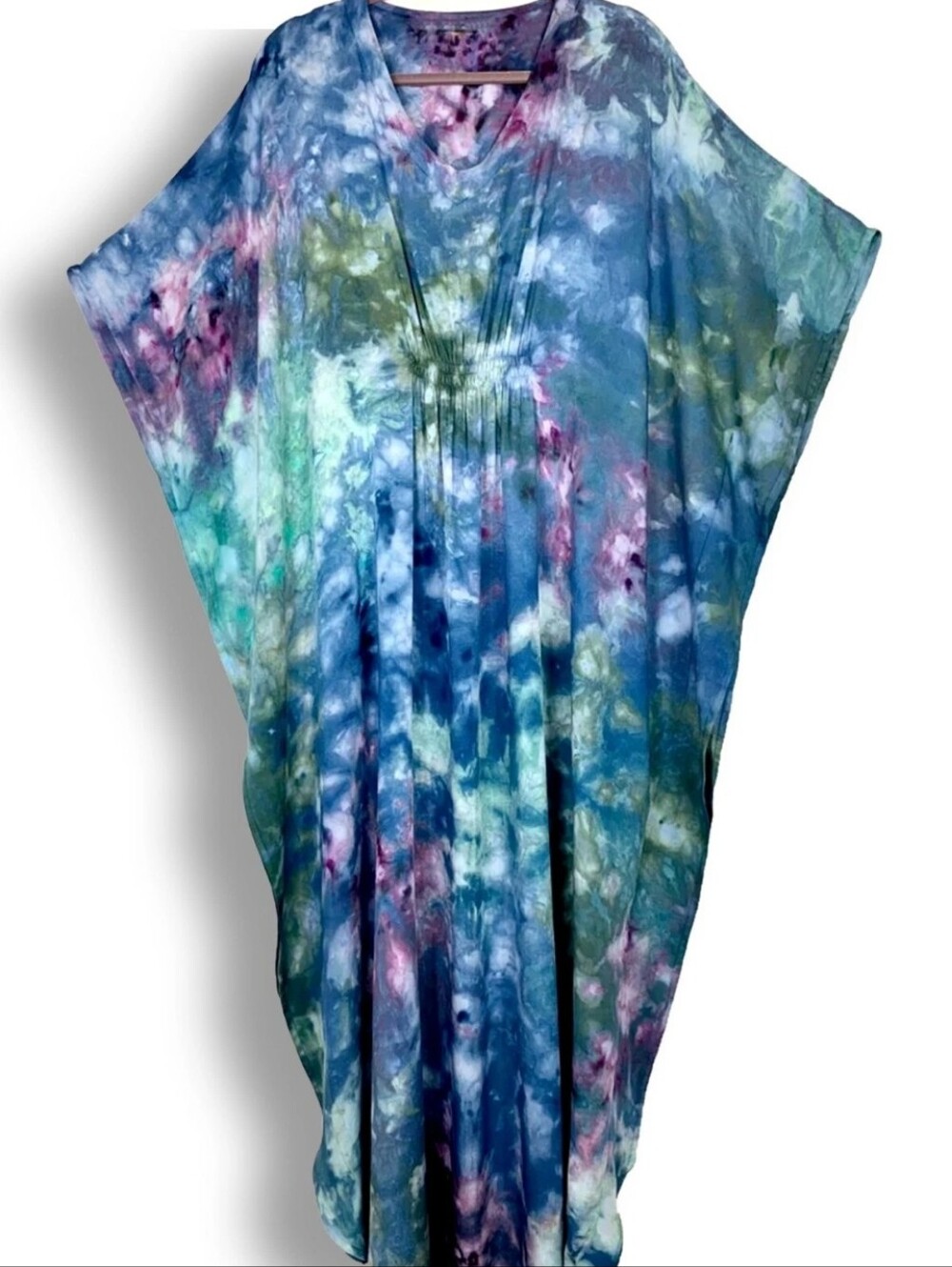 Boho-Chic Hand-Dyed Rayon Maxi Dress – Songbird Jewel Tones – One Size